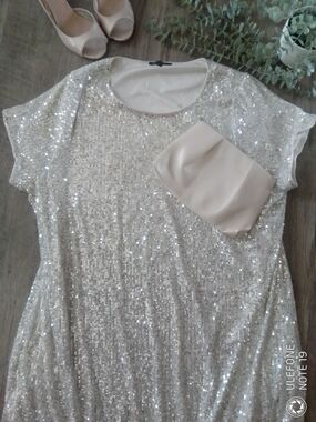 Sequin Party Dress in Champagne